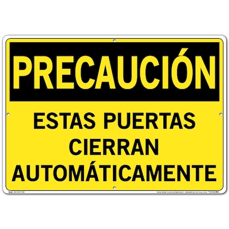 Vestil Aluminum Composite Sign, 14-1/2" Height, 20-1/2" Width, Aluminum Composite, Rectangle, Spanish SI-C-67-E-AC-130-S